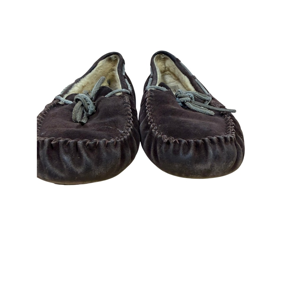 UGG Australia Dakota Espresso Brown Suede Sheepskin Moccasin Slippers Womens 9 - Picture 6 of 13